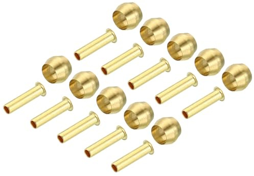 TA-VIGOR 4mm Tube OD Compression Sleeves and Ferrules, 20PCS Brass Compression Insert & Ferrule Fitting Assortment Kit for Oil Water Air Pipe