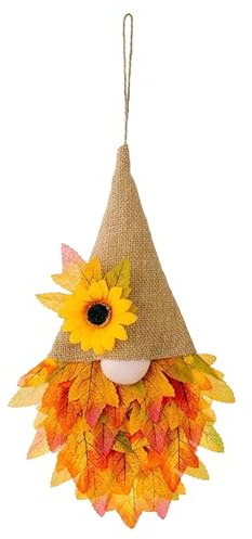 Couronnes d'automne pour Porte d'Entrée - Couronne Artificielle d'automne | Guirlande GNOME Déco Extérieur Mur Porche Fête Maison