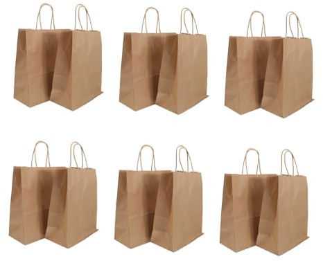 HAMPPLIES 25 Stück Teiliges Papiertragetaschen mit Henkel Kleine Kraftvolle Papiertüten Leichte Reißfeste und Umweltfreundliche Geschenkverpackung für Süßigkeiten und Einkäufe Natürliche