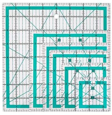 WENLISELL 6 PCS Acrylic Square Quilting Rulers, Patchwork Sewing Ruler with Double Colored Grid Line, Quilting Ruler for Fabric Cutting and Craft Templates, 2.5/3.5/4.5/5/6/8 Inch