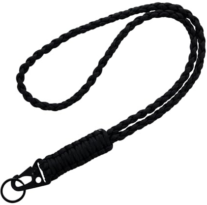 ZhuoFan Cordon para Movil Universal,Cadena para móvil Paracord Llavero, Colgante para Teléfono Compatible con Mayoría de Las Fundas de Teléfonos,con Llavero y Parche - Negro