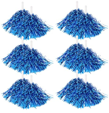 Gogogmee 20 Pièces Pompons de Cheerleading Bleus Métalliques Légers et Durables Accessoires de Danse et Support Esprit Équipe pour Fêtes Événements Sportifs et Activités Scolaires