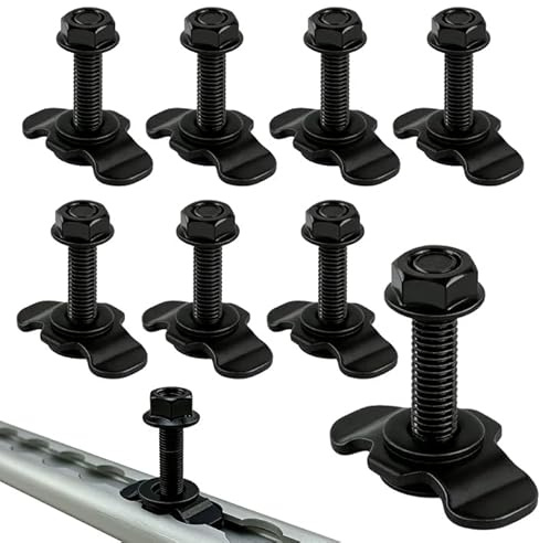 VEGOATY 8 pezzi vite guida Airline: raccordo a vite M8 per binari di ancoraggio, raccordo a vite per roulotte, furgoni e rimorchi (M8 x 40 mm, nero)