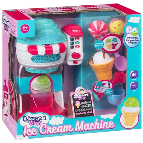 rightclick Ice Cream Machine Playset for Kids – Pretend Station Toy with Lights & Sounds, Make Cones & Sundaes, Fun Role Play Ice Cream Shop for Toddlers & Children 3+