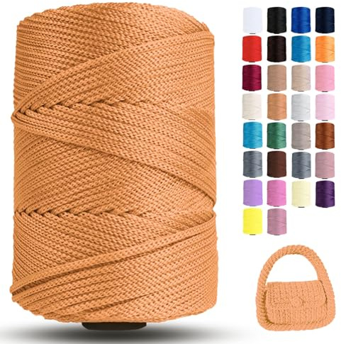 Premium Polyester Makramee Garn 3mm x 200m, Polypropylen Kordel, Macrame Schnur, HäKeln für Taschen & Wohndekoration, DIY Blumenampel Deko