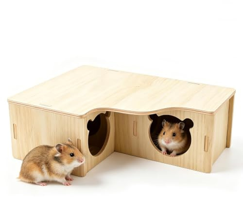 VIDSTW Maison Hamster Bois 22.5x17.8x8cm Maison Hamster à Plusieurs | Maison Hamster à Plusieurs Conception d'épissure Imperméable et Durable Conception Multifonctionnelle pour rongeurs