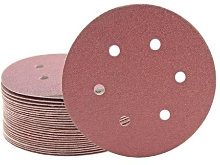 MioTools Fox Dischi abrasivi 150 mm, 6 fori (25 Pz.) G24 | p. Levigatrici rotorbitali, Corindone normale, supporto a gancio e anello