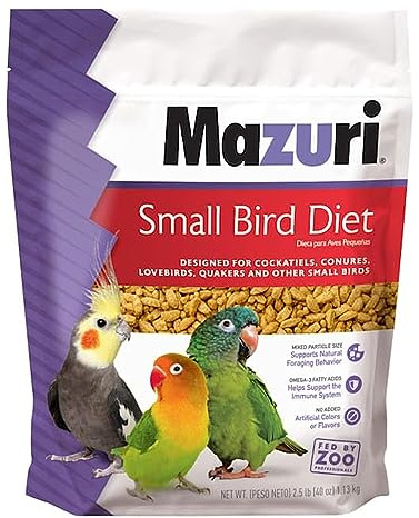 Mazuri | Nutritionally Complete for Small Birds | 2.5 Pound (2.5 lb.) Bag