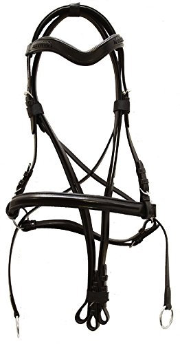 A&M Reitsport Gebisslose Trense Jade aus Leder Schwarz Neu incl. Zügel, Größe:Vollblut