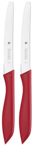 WMF Frühstücksmesser Set 2-teilig, 23 cm, Brötchenmesser Wellenschliff, Brotzeitmesser, Spezialklingenstahl, Kunststoffgriff, rot