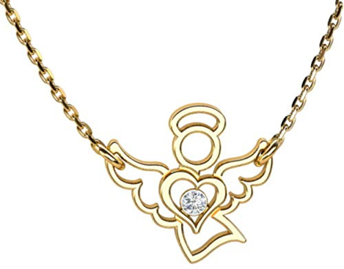 butterfly Collier Plaqué Or Avec Pendentif Ange En Argent Sterling 925