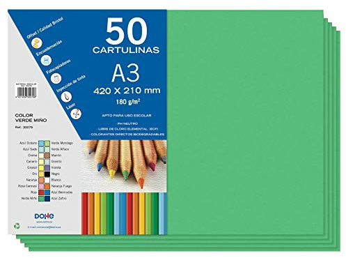 Dohe A3-Karton, Minzgrün, 50 Stück, 21 x 29,7 cm, 180 g/m², Büromaterial