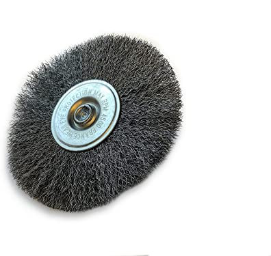Brosse rotative circulaire métallique sur tige Ø 125 mm | Fil acier souple Ø 0,20 mm | Epaisseur 8 mm | 1 rang | Pour perceuse ou visseuse à mandrin | Kibros 26125AV8