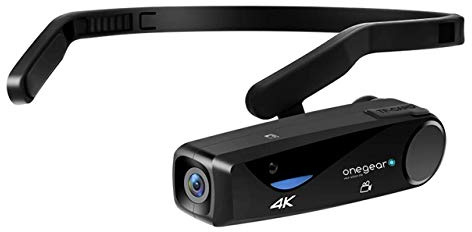 ONEGEARPRO Vlogger CAM 4K 30 fps POV CAM STABILISATEUR Pro avec Fixation À ARCHETTE Vlog Mains Free POV Caméscope Portable pour capturer & Partager ce Que Vous voyez ou réalisez, Noir