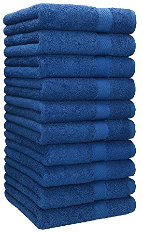 Betz Handtuch 10er Pack Handtücher Set Palermo Größe 50x100 cm 100% Baumwolle - gut trocknend, leichte Qualität - ideal für Sport, Strand, Reisen Farbe blau