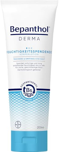 Bepanthol DERMA Feuchtigkeitsspendende Körperlotion, Körperpflege für empfindliche und trockene Haut, dermatologisch getestete Feuchtigkeitscreme mit Dexpanthenol, 200 ml Tube