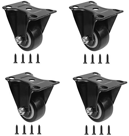 QOPAHI Castor Wheels 40mm, Fixed Caster Wheels Set of 4 Silent Rubber Heavy Duty Casters for Furniture Trolley Cart Cabinet Moving, Load Capacity 35kg Each