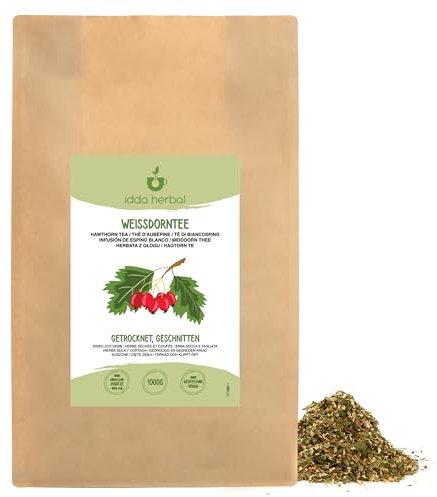 IDDA Herbal Aubépine Tisane 1kg, Herbe Séchée et Coupée, Tisane Aubépine, Thé en Vrac