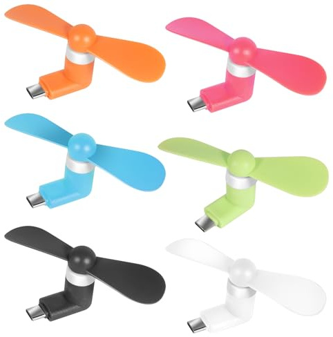 Gfytdxe Mini Cell Phone Fan - Colorful Powerful Fan Compatible for iPhone, iPad, Android Smartphone,Tablet - Cell Phone Summer Accessories - (6-Pack)