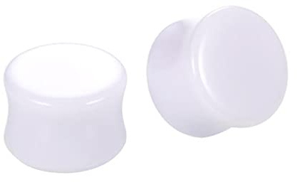 Ayoiow 2 Pièce Plug Tunnel Oreille Acrylique, Blanc Écarteur Oreille 18MM Ecarteur Oreilles Homme
