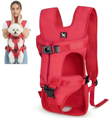 ALLSOPETS Hunderucksack für Mittlere Hunde, Verstellbar und Leicht, Ideal zum Wandern, Radfahren, Reisen und Camping (Feuriges Rot, L)