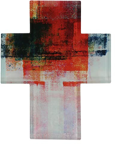 Butzon & Bercker Farbig bedrucktes Glas-Kreuz in Geschenkverpackung; Maße 11,5 x 14,5 cm