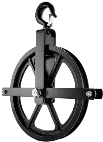 QWORK Scaffolding Wheels, 12 Aluminum Lifting Pulley, 1000 Lbs Ladder Hook Pulley Scaffold Hoist Pulley for Lifting with Rope