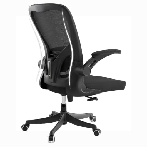 Monhey Ergonomischer Bürostuhl, hohe Rückenlehne, Netzstoff, Computer-Schreibtischstuhl mit hochklappbaren Armen, verstellbare Lendenwirbelstütze und Kopfstütze, drehbarer Rollstuhl für Zuhause, Büro