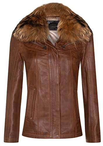 Infinity Leather Giacca da Motociclista in Pelle Nappa Abbronzatura Agnello Parker da Donna XL
