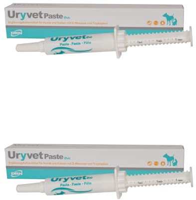 DRN Uryvet Paste evo | Doppelpack | 2 x 15 ml | Ergänzungsfuttermittel für Hunde und Katzen | Zur Unterstützung der Harnwegsgesundheit | Mit D-Mannose und Tryptophan