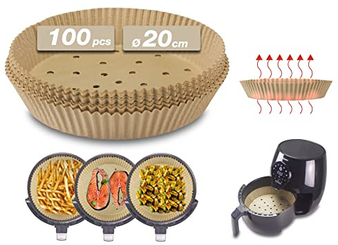 BEPER C103ACC001 Backpapier für die Heißluftfritteuse, 100 Pcs [20 cm] - Backpapier für Heißluftfritteuse Perforiertes