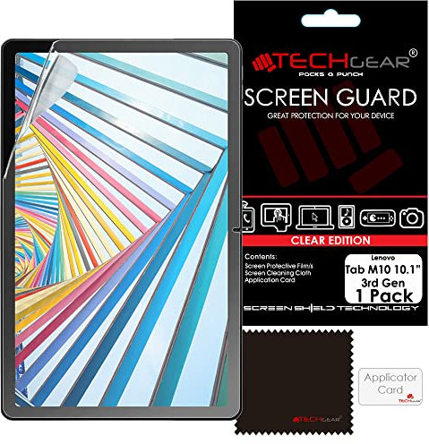TECHGEAR Screen Protector for Lenovo Tab M10 3rd Gen 2022 (10.1 Inch screen) TB328 / TB328FU / TB328XU Ultra Clear Screen Protector Guard Cover With Screen Cleaning Cloth & Application Card