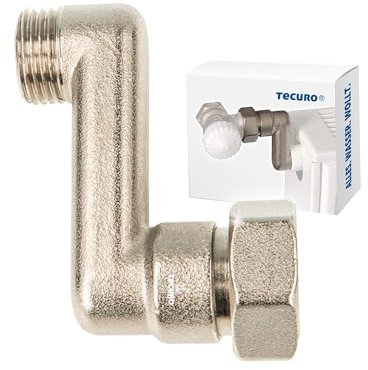 tecuro S-Connection Radiator 50 mm Height Adjustment with Euro Cone, DN 15 (1/2 Inch) Male x DN 20 (3/4 Inch) Union Nut Nickel-Plated Brass, AGS-50