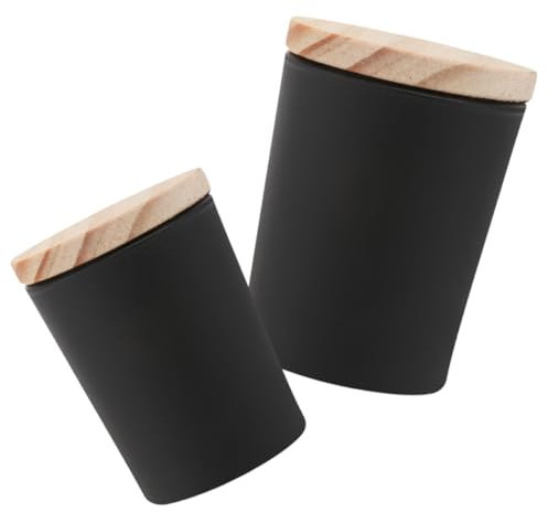 LIFKOME 4 Pz Portacandele Tealight Barattoli Per Contenitori Di Vuoti Portacandelina in Barattoli Di Candele in Vasi Di Candele Bicchiere Piccolo Nero Opaco Di Legno