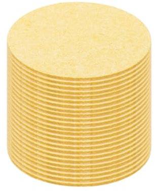 sourcing map 15PCS Soldering Sponge 50mm Round Deep Yellow Cleaning Pad Welding Tip Iron Replacement for Cleaning Soldering Iron 1mm Natural Thickness 6mm Water Absorption Thickness