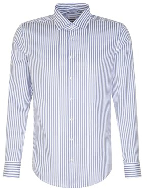 Silkesdekal herr business skjorta – X-Slim Fit – strykfri – Kent krage – långärmad – 100% bomull, blå, 36 SE