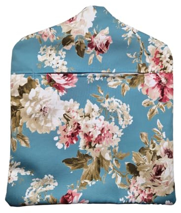 Jolee... Fabrics Water Repellent Peg Bag for Washing Line with Hanger, Outdoor Fabric Iron Peg Bag for Water Resistance and Durability (English Rose Duck Egg)