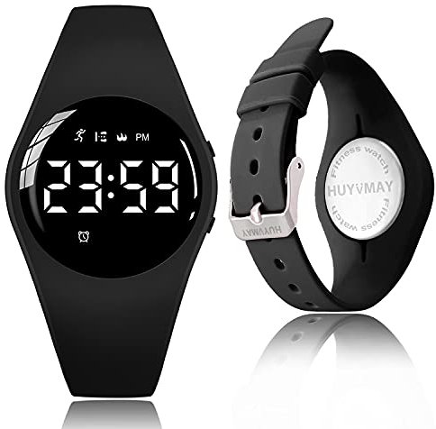 HUYVMAY Fitness Tracker Schrittzähler Uhr Keine App Kein Handy, 20-tägige Akkulaufzeit Wiederaufladbare Uhr Wasserdicht Fitnessuhr Mit Kalorienrechner Timer 3 Wecker, Sportuhr für Damen und Kinder