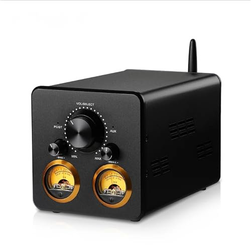 KEhtu Preamplificatore Valvolare, Lettore Audio Bluetooth Senza Perdite con Misuratore VU HiFi 300Wx2, Ambiente Audio Decorato Dinamicamente, Supporta Computer Portatile USB APTX-HD Audio Domestico