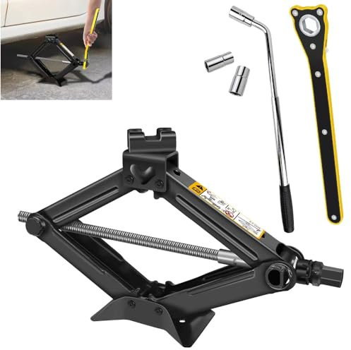 Qimu Scissor Jack for Car 2 Ton Car Jack Kit with Ratchet Lug Wrench Tire Wrench Jack Portable Quick Lifting Tire Changing Kit Car Lift Jack Tire Jack Kit for SUV and Auto
