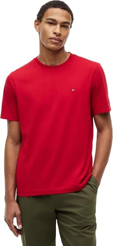 Tommy Hilfiger Men’s Short Sleeve Round Neck Seasonal Solid T-Shirt, Multicolor (Medium Red), L