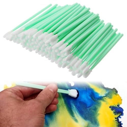 100 pièces bâton de nettoyage en mousse bâton de nettoyage en mousse sans poussière adapté aux imprimantes à jet d'encre, têtes d'impression, appareils photo, lentilles optiques (tête carrée)