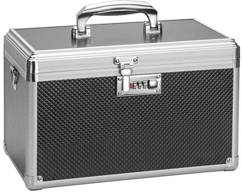 GODLONSEN Abschließbarer Medikamentenkasten, Kombinationsschloss Medizinbox, Mittel 28.4 x 19.3 x 19.3 cm, Erste Hilfe Sicher Medikamenten Aufbewahrungsbox für Zuhause Schule Krankenhaus, Schwarz