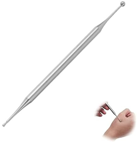 IUSOT Akupunkturstift Edelstahl Akupressurstift Meridianstift Doppelkopf-Akupunkturpunktstift für Triggerpunkt-Massage Ergonomischer Akupunktur-Stab Leichtes Design Handlich Für Ohr- und Körpermassage