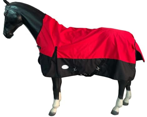 eQuitack Your Passion Is Our Mission Outdoor Winterdecke Turnout 100% Wasserdicht 1200D 200G Fulling - Rot/Schwarz 165cm