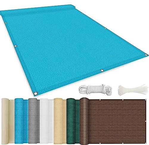 Balkon Sichtschutz Abdeckung 65x300cm Blau Wetterfest Schutzgitter für Gartenzaun Balkon und Terrasse