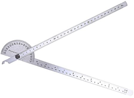 Lurrose 180grado Gonometro Semplice in Acciaio Inossidabile Da Gradi Con Righello Integrato e Braccio Rotante Regolabile Per Misurazioni Precise