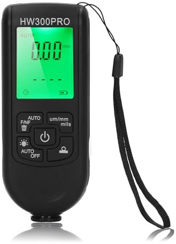 Lackdickenmessgerät, Digitales Messgerät für Kfz-Lackdickenmessgeräte mit Automatischer Abschaltfunktion, 1 µm Auflösung, F/NF-Messung, für Gebrauchtwagenkäufer (BLACK)