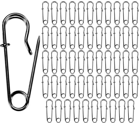 M METERXITY 60 pcs de Alfileres de Seguridad Grandes, Alfiler de Resorte de 1.1 para Mantas, Al por Mayor para Moda/Tapicería, Seguridad Grandes [Negro]