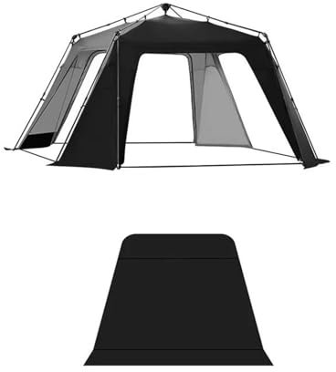 biwakzelt Kuppelzelt, schnell aufgebautes Zelt, wasserdicht, sonnenbeständig, silberbeschichtetes Vordach, Campingkuppel Eisfischerzelt(The Black Set 2)